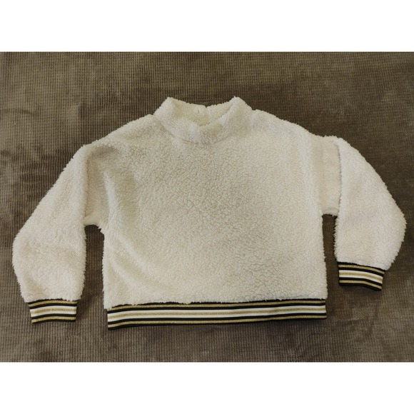Nanette Lepore White Fuzzy Pullover XL - Saints Black & Gold!!! - Picture 1 of 8